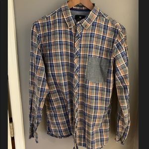 Brown Flannel Slim Fit Button-Down Shirt